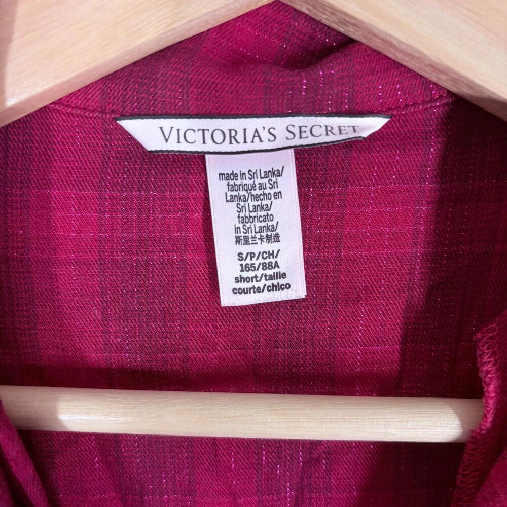 Victoria's Secret Shirt Women S Small Pink Plaid Button Up Collared Long Sleeve - Picture 5 of 6